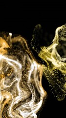 Sticker - animation of yellow, orange and white particle cloud moving on black background