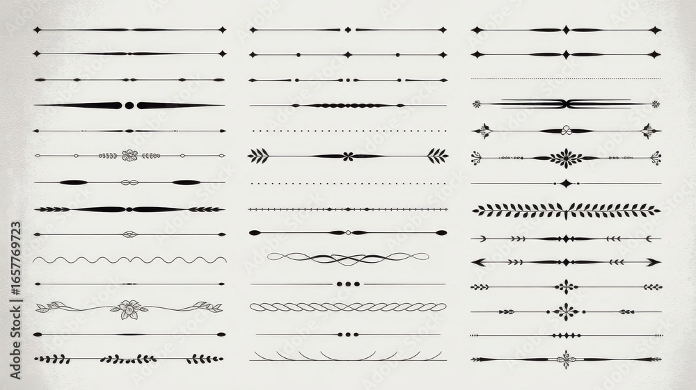 Collection of elegant decorative line dividers and ornaments for design ...