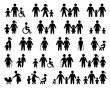© Vector - Diverse family and individual silhouette icons representing various life stages and abilities