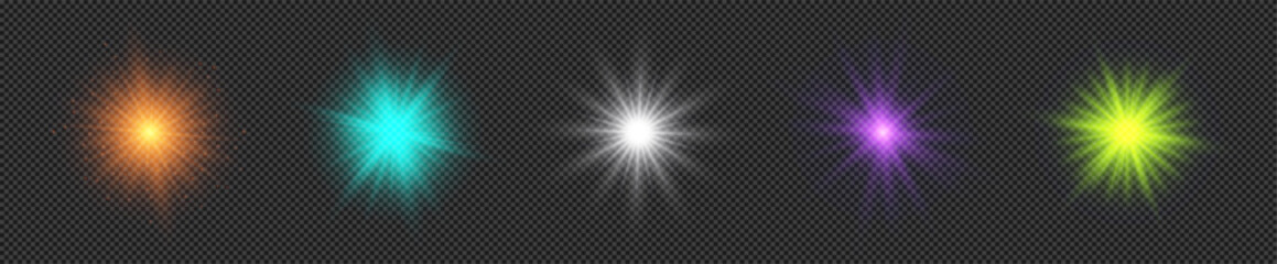 Wall Mural - set of light effects of lens flares