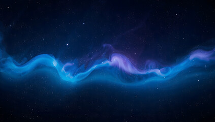 Wall Mural - Aurora curtain wave across a starry void, bioluminescent cobalt and amethyst, soft atmospheric glow