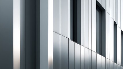 Abstract Building Facade with Metal Panels and Window Architecture Detail