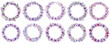 © DROP DESIGN STUDIO - パープルのフラワーリースの水彩風ベクターセット 花冠 / 花輪と草の可愛いイラスト