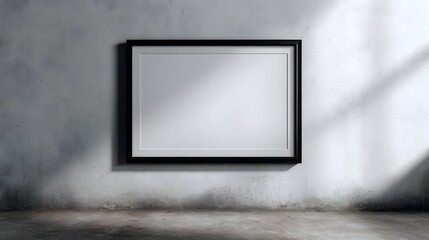 Canvas Print - blank frame with modern black border on clean wall studio lighting