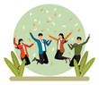 © Alwie99d - Happy office workers concept, business people office worker jump to celebrate success.