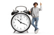 © Ljupco Smokovski - African american student leaning on alarm clock and pointing up