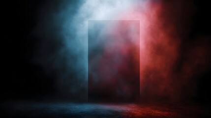 Canvas Print - dramatic vertical frame with colorful smoky background and a spotlight
