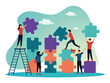 © Alwie99d - Business concept. Team collaborative Stacking Puzzle Blocks.
