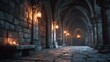 © Tranquil - Medieval stone corridor lit by candlelight