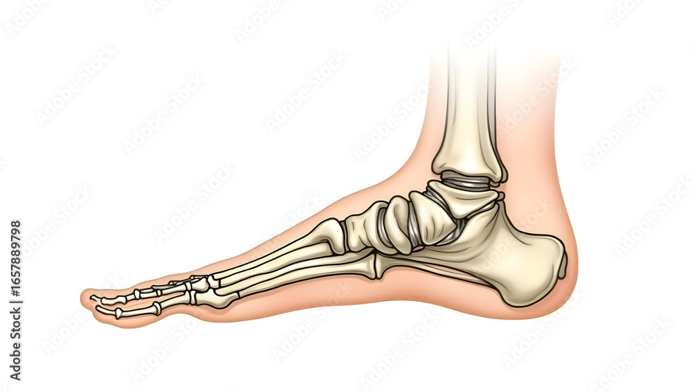 Anatomy & Physiology A labeled diagram of the foot bones, isolated on ...
