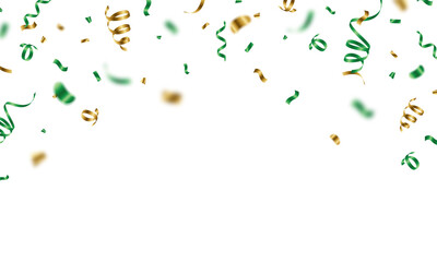 Wall Mural - Luxury green and gold watercolor confetti pattern background, zigzag down for celebration. Vector illustration of festive decoration.