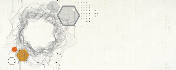 Wall Mural - abstract polygonal and circuit technology concept, futuristic background