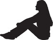 © Curto - vector,silhouette side view of a teen girl sitting on the floor