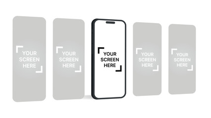 Realistic Smartphone Mockup with Blank White Screen – Modern Mobile Phone Template for App UI, Website Banner, Digital Presentation, and Branding Design – Vector Illustration