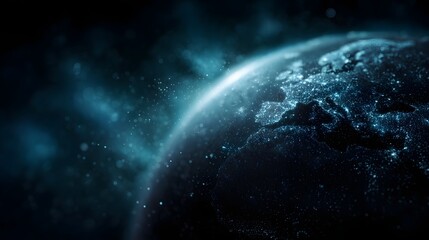 Wall Mural - Digital Earth hologram spinning on a dark background with a sci fi glow