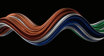 Wall Mural - a swirling multicolored ribbon against a black background