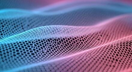 Wall Mural - abstract hexagonal mesh with blue and pink gradient
