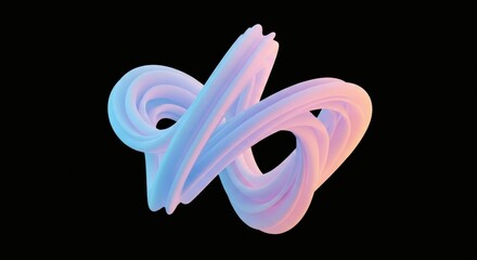 Canvas Print - abstract intertwined tube with soft gradient colors on black