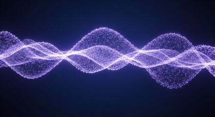 Canvas Print - abstract purple wavy lines with glowing dots and connecting lines
