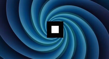 Canvas Print - black square with white square inside centered on blue spiral background