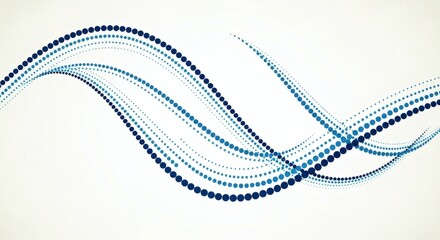 Canvas Print - blue dots form a dynamic wave pattern on a light background
