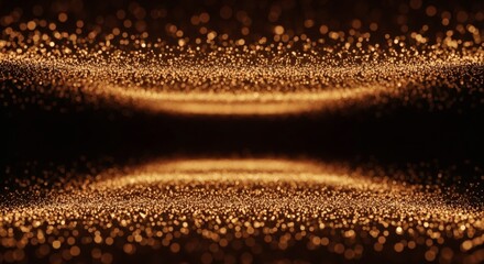 Canvas Print - golden particles form undulating waves against a dark background