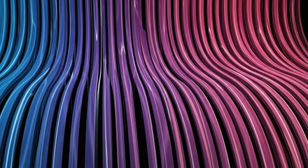 Canvas Print - ribbons of blue purple and pink curve against a black background