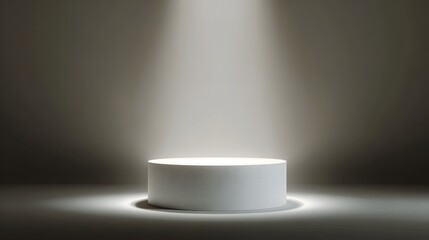 Wall Mural - Illuminated white podium with dramatic lighting and shadows