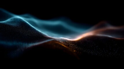 Wall Mural - abstract digital waves and mesh lines in motion