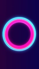 Wall Mural - minimalistic glowing neon ring in blue and purple hues on a dark background with futuristic aestheti