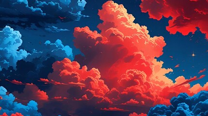 Wall Mural - 
blue and red background