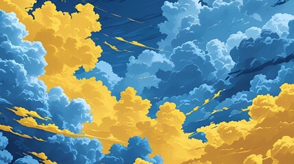 Wall Mural - abstract blue background with yellow