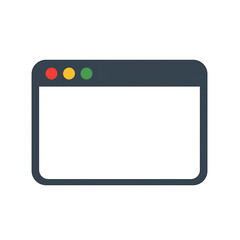 Browser window with colorful traffic light buttons isolated on transparent background
