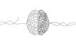 © Mushtaq - continuous line drawing of brain with structured and chaotic halves, minimalist concept of logic vs emotion, mental health, and duality