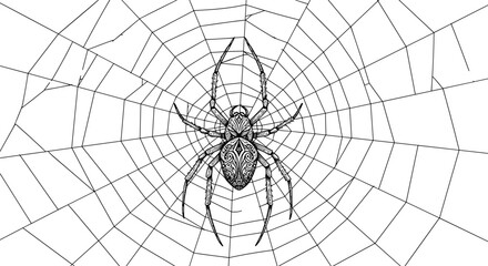 Detailed spider on intricate web design