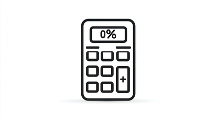 Simple line art illustration of a calculator displaying 0%