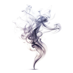 Abstract ethereal smoke swirling and flowing in delicate wisps, isolated on transparent background