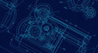 © Mirivox - Detailed blueprint of mechanical parts, showcasing gears and measurements, representing engineering precision and complex machinery design, ideal for industrial or technical backgrounds