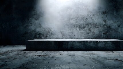 Wall Mural - concrete podium in industrial setting with dramatic lighting