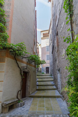  Narrow street in Entrevaux medieval village, Provence, France
