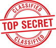 © Safwan Creatives - Red circular stamp with the words top secret and classified printed in bold red letters on a white background