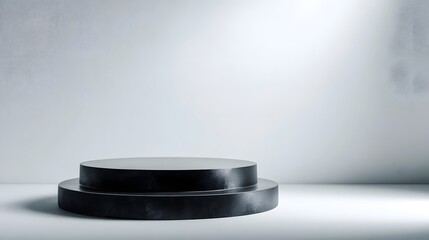 Wall Mural - empty black podium on a plain white background