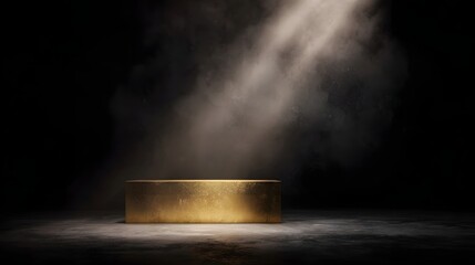 Wall Mural - golden podium in dramatic spotlight on dark background