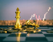 © Anika Visual - Golden Chess Kings, Coins, and Stock Chart on Chessboard: Financial Strategy