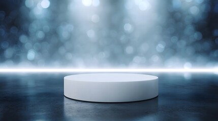 Wall Mural - a white podium with a subtle glow on a futuristic background