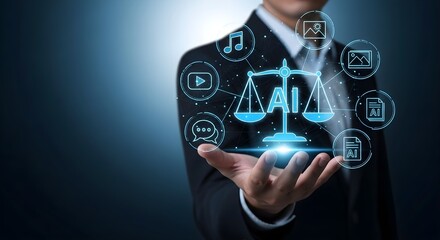 photo of artificial intelligence concept in law and justice, representing technology and automation 