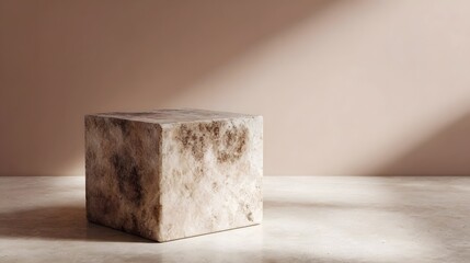 Wall Mural - beige stone podium with natural texture and soft daylight