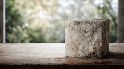 Wall Mural - stone podium with natural texture in soft daylight