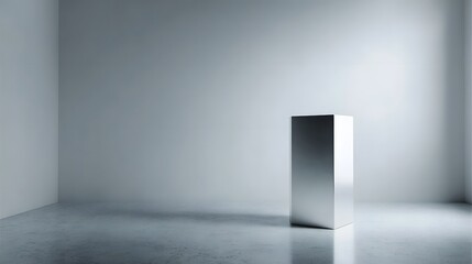 Wall Mural - minimalist metal podium in a clean white room