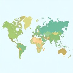  World map with colored regions